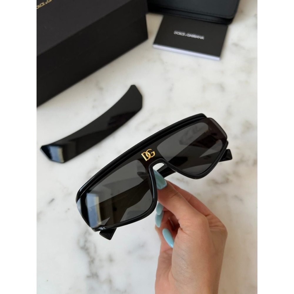 Dolce & Gabbana Oversized Black Shield Sunglasses - Picture 5 of 14